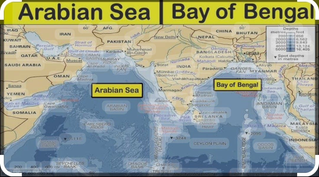 bay of Bengal and Arabian Sea